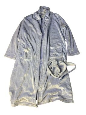 Nicole Miller New York Blue Plush Robe Size Large | Soft Fleece Bathrobe